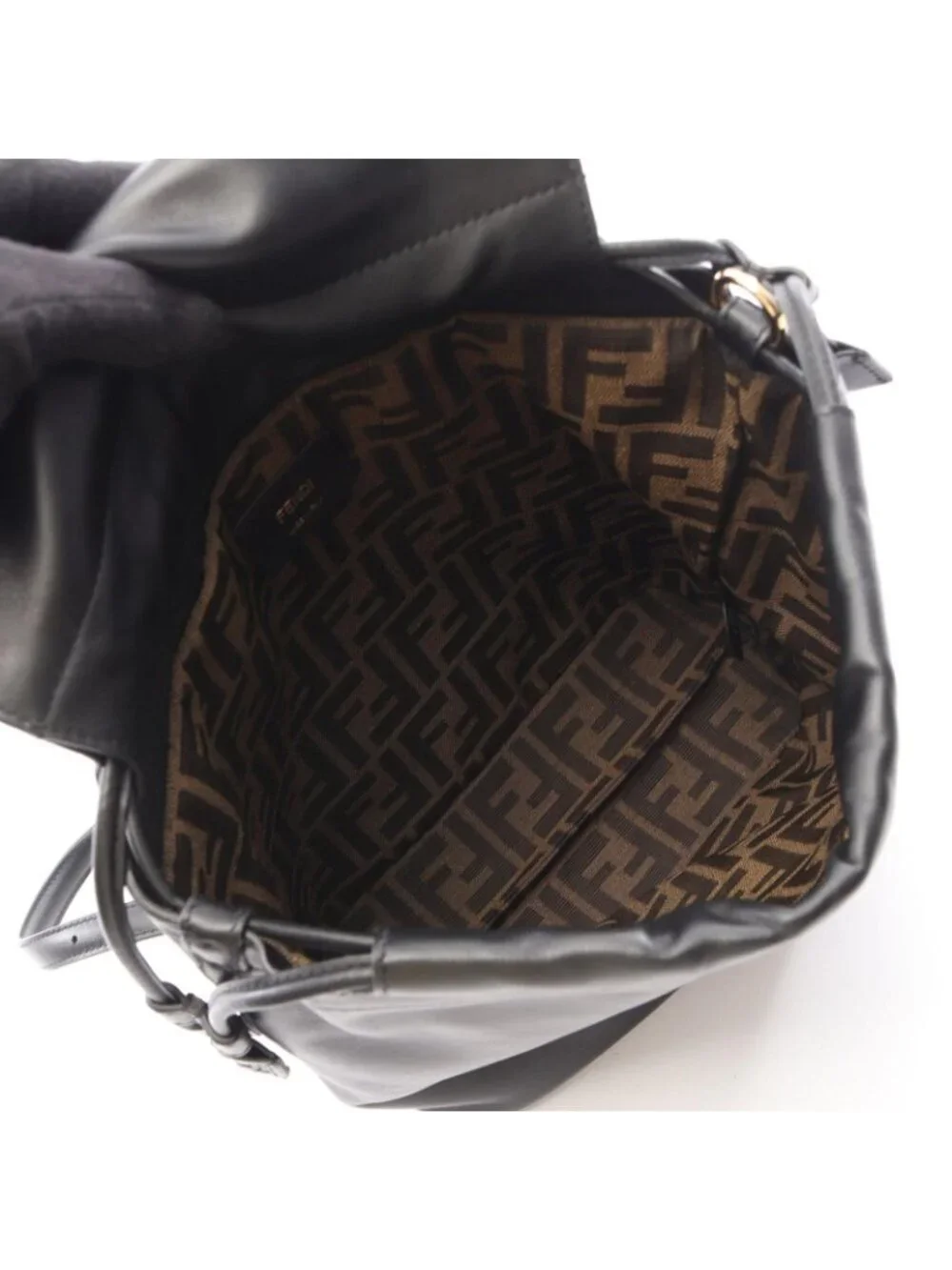 Fendi Backpack FF Logo Black Leather